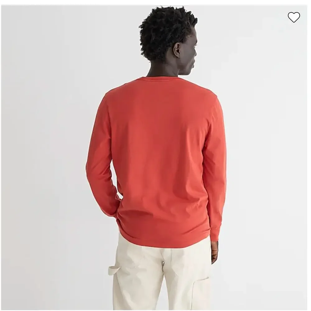 NWT J. Crew Men's Crimson Maple Red/Maroon Broken-In Henley Shirt